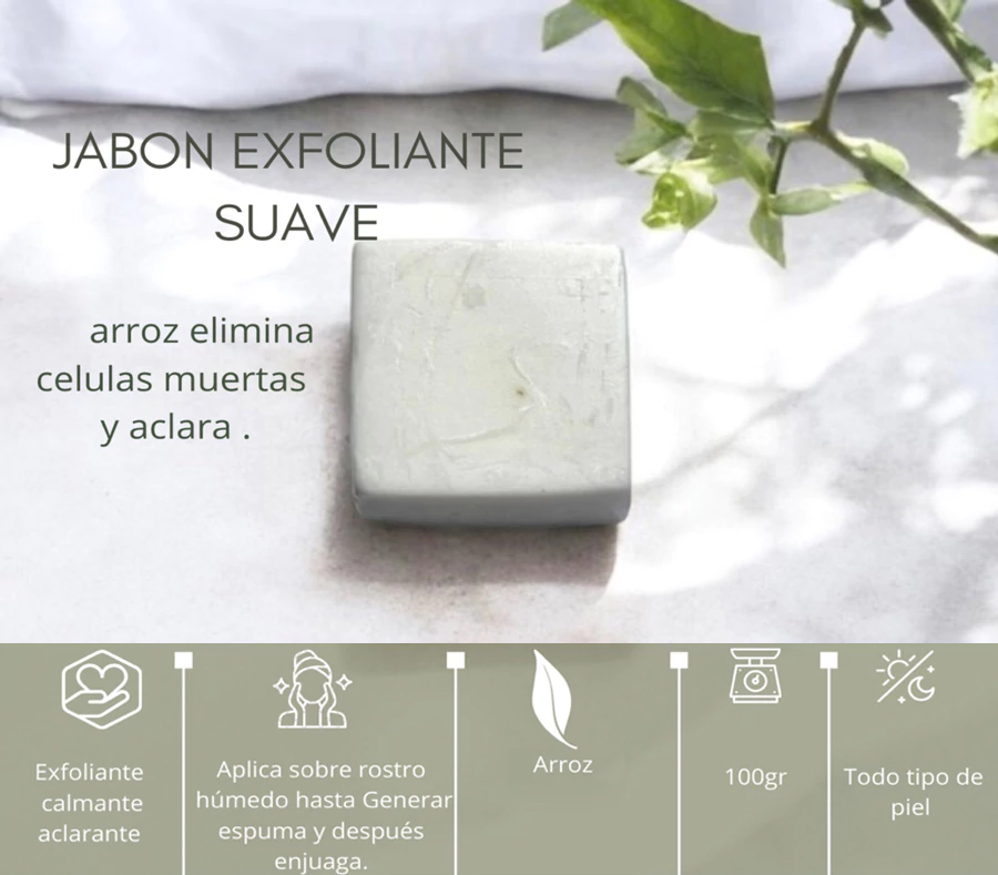 Jabón facial exfoliante de arroz
