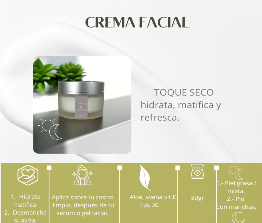 Crema facial toque seco